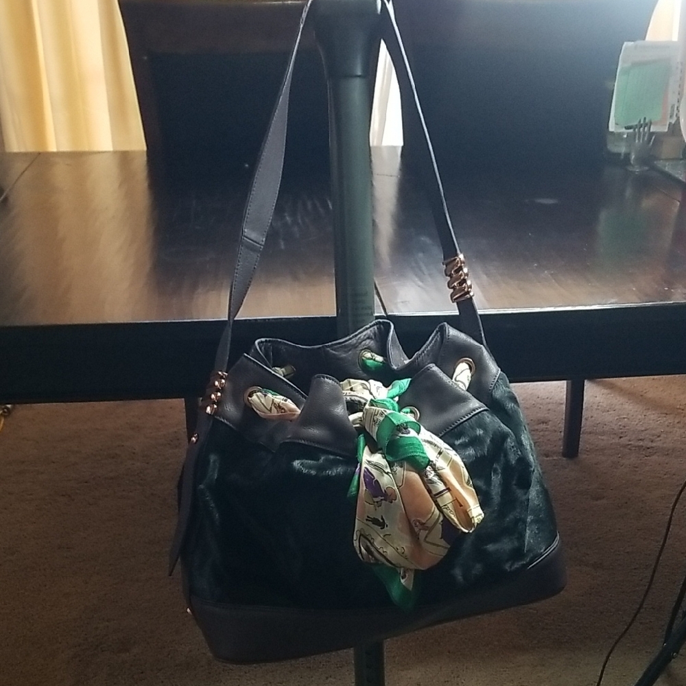 Chic Italian Leather Calf Hair Women's Shoulder Bag